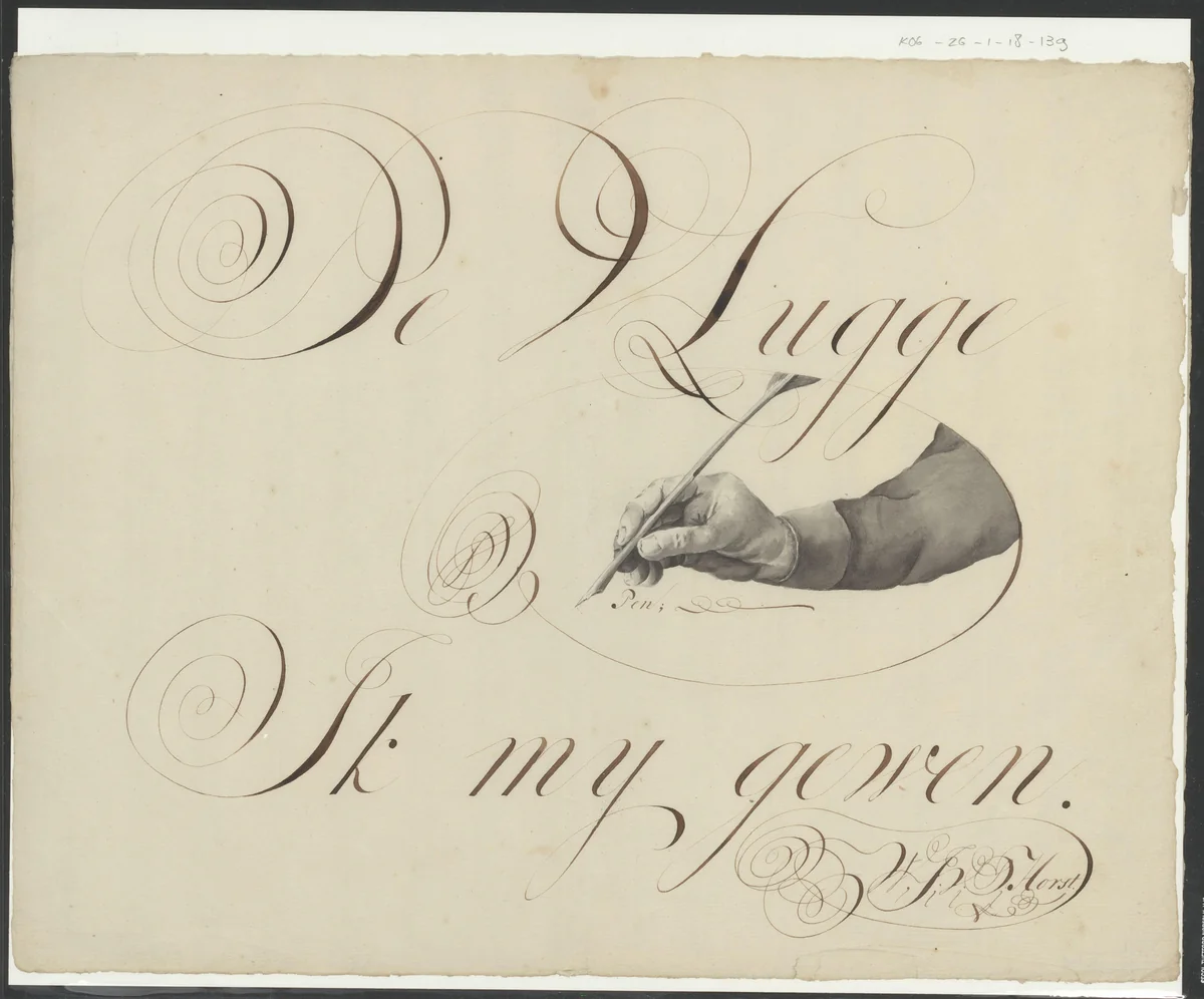 Kalligrafie op De vlugge Pen by W.B.D. Horst, other, 1800-1849