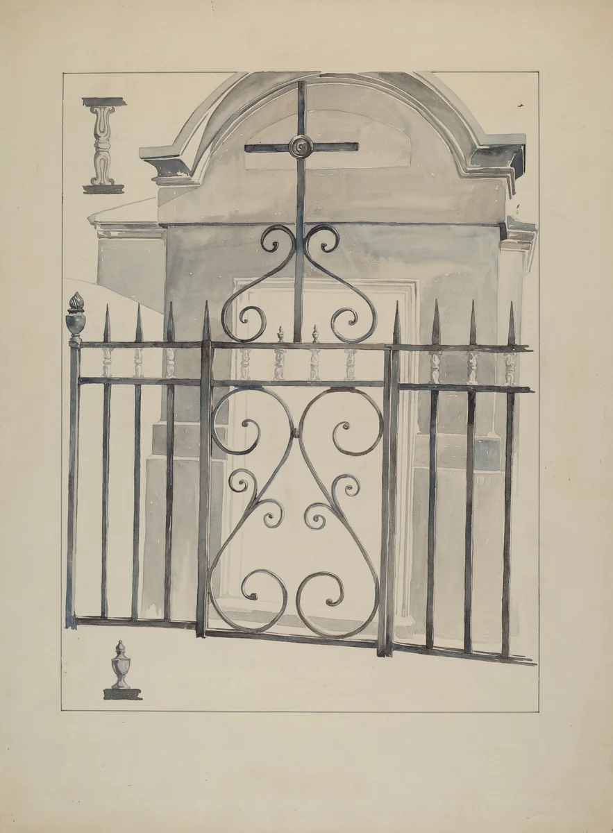 Iron Gate and Fence by Aurelia Arbo, index of american design, 1936