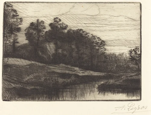 Sunset (Le soir (Coucher de soleil)) by Alphonse Legros, print, 1837-1911