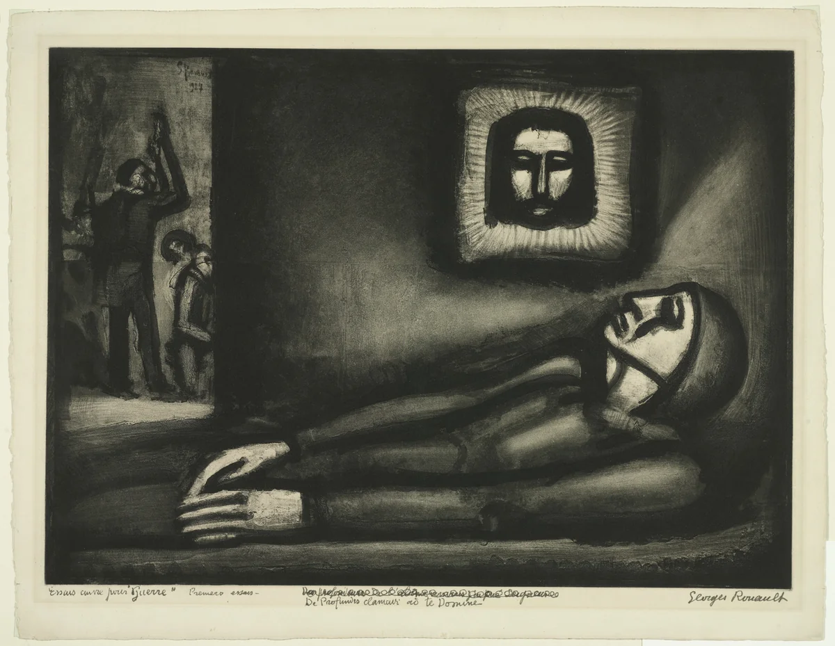 Trial proof for Out Of The Depths..., plate XLVII from Miserere by Georges Rouault, illustrated book, 1927