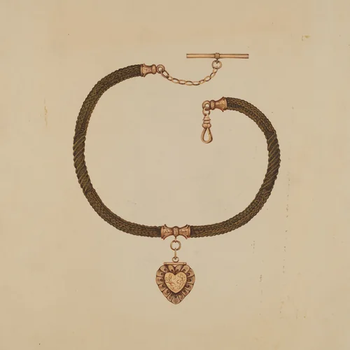 Watch Fob with Human Hair Chain by Kathryn Uhl, index of american design, 1936