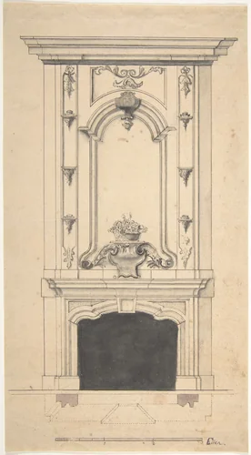 Design for a Chimney Piece by anonymous, drawing, 1700-1799