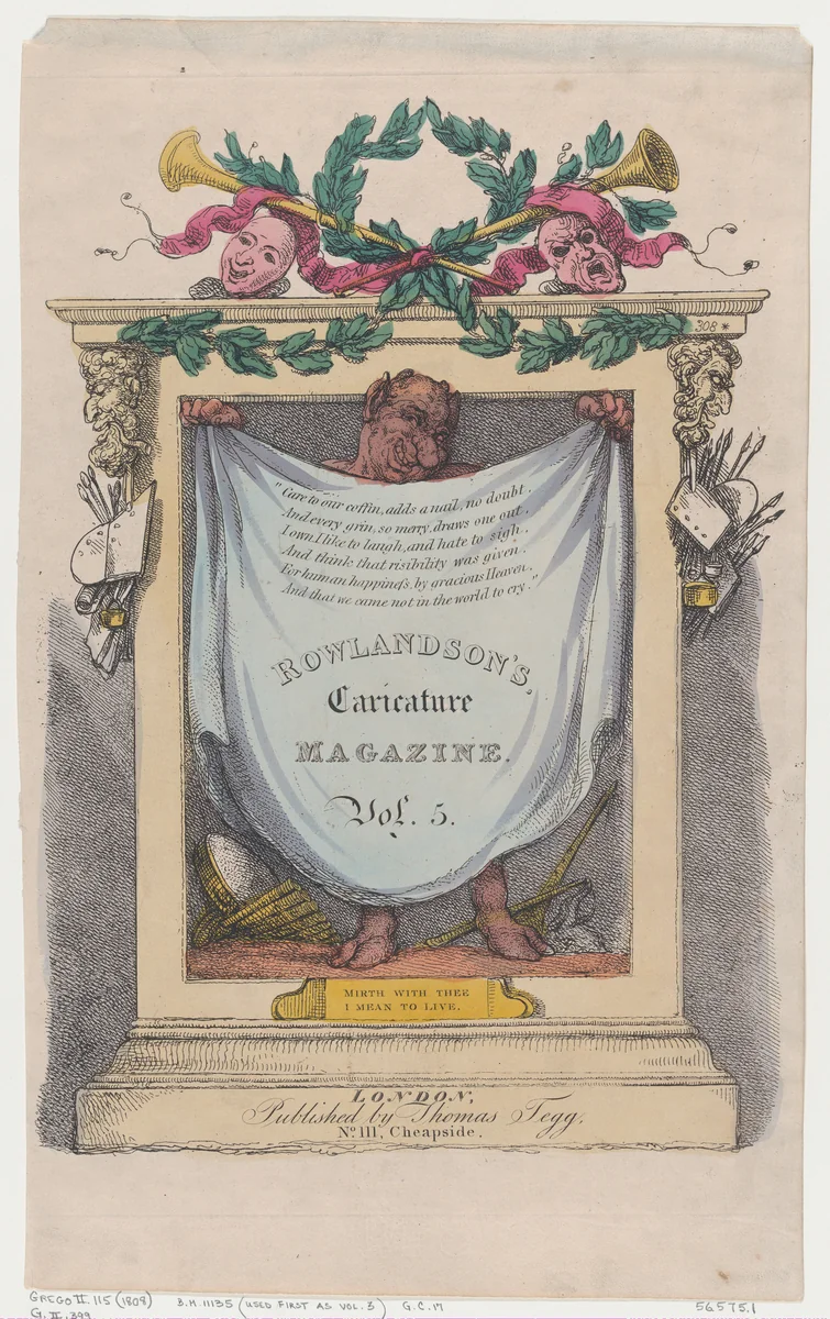 Title Page, Rowlandson's Caricature Magazine, Vol. 5 by Thomas Rowlandson, print, 1808