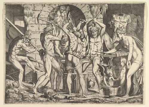 Venus in Vulcan's Forge by Léon Davent, print, 1546-1547