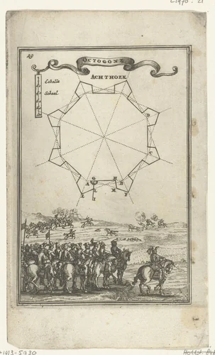 Illustratie voor 'Den Arbeid van Mars' van Allain Manesson Mallet by Romeyn de Hooghe, print, 1672