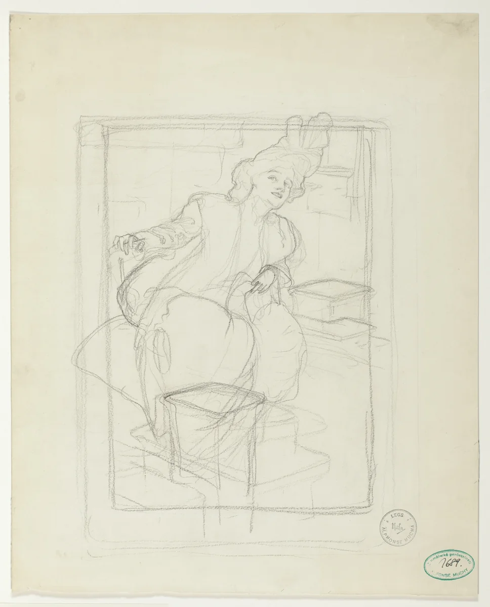 Sarah Bernhardt by Alphonse Mucha, drawing, 1893-1903