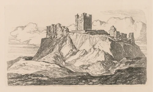 Liber Studiorum: Plate 30, Bambro' Castle, Northumberland by John Sell Cotman, book, 1838