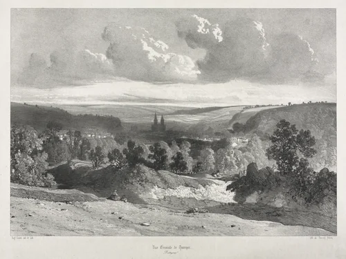 Voyages pittoresques et romantiques dans l'ancienne France. Bretagne: Vue général de Quimper by Eugène Cicéri, print, 1820-1870