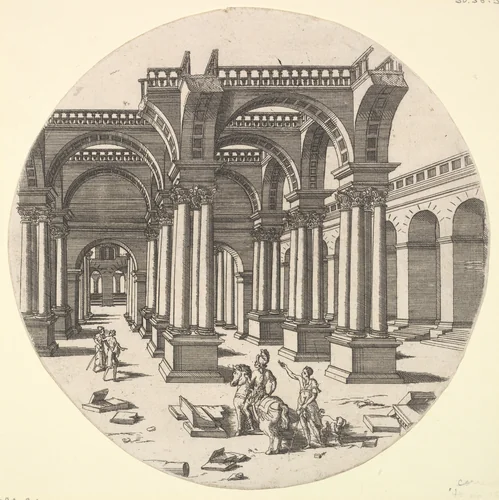 Perspectival View, Temple of Isis by Jacques Androuet du Cerceau, print, 1551