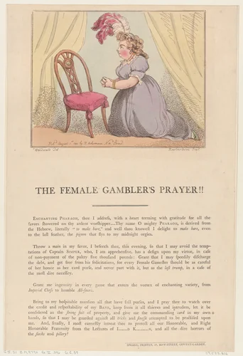 The Female Gambler's Prayer!! by Thomas Rowlandson, print, 1801
