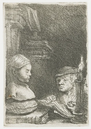 Man drawing from a cast by Rembrandt van Rijn, print, 1641