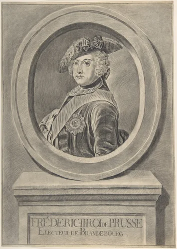 Portrait of Frederick II of Prussia, after Antoine Pesne by Johann Georg Wille, drawing, 1730-1808