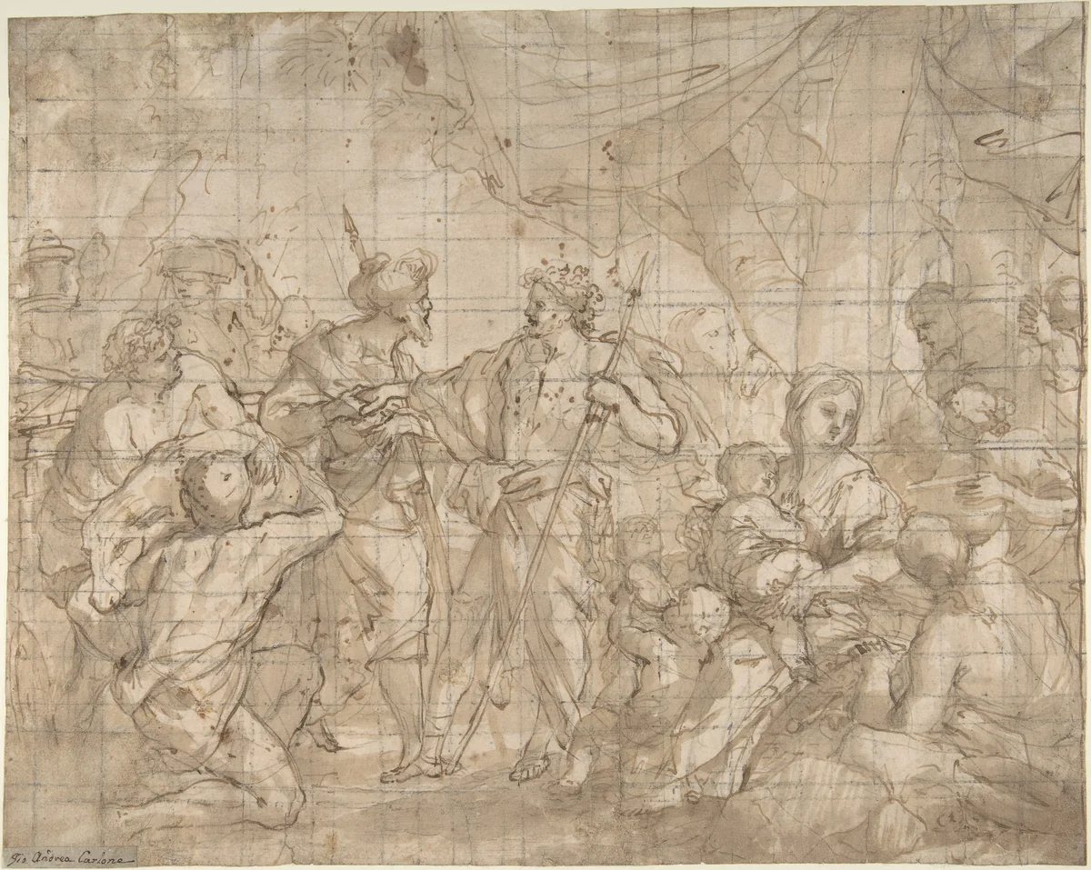 Old Testament Scene by Giovanni Andrea Carlone, drawing, 1639-1697