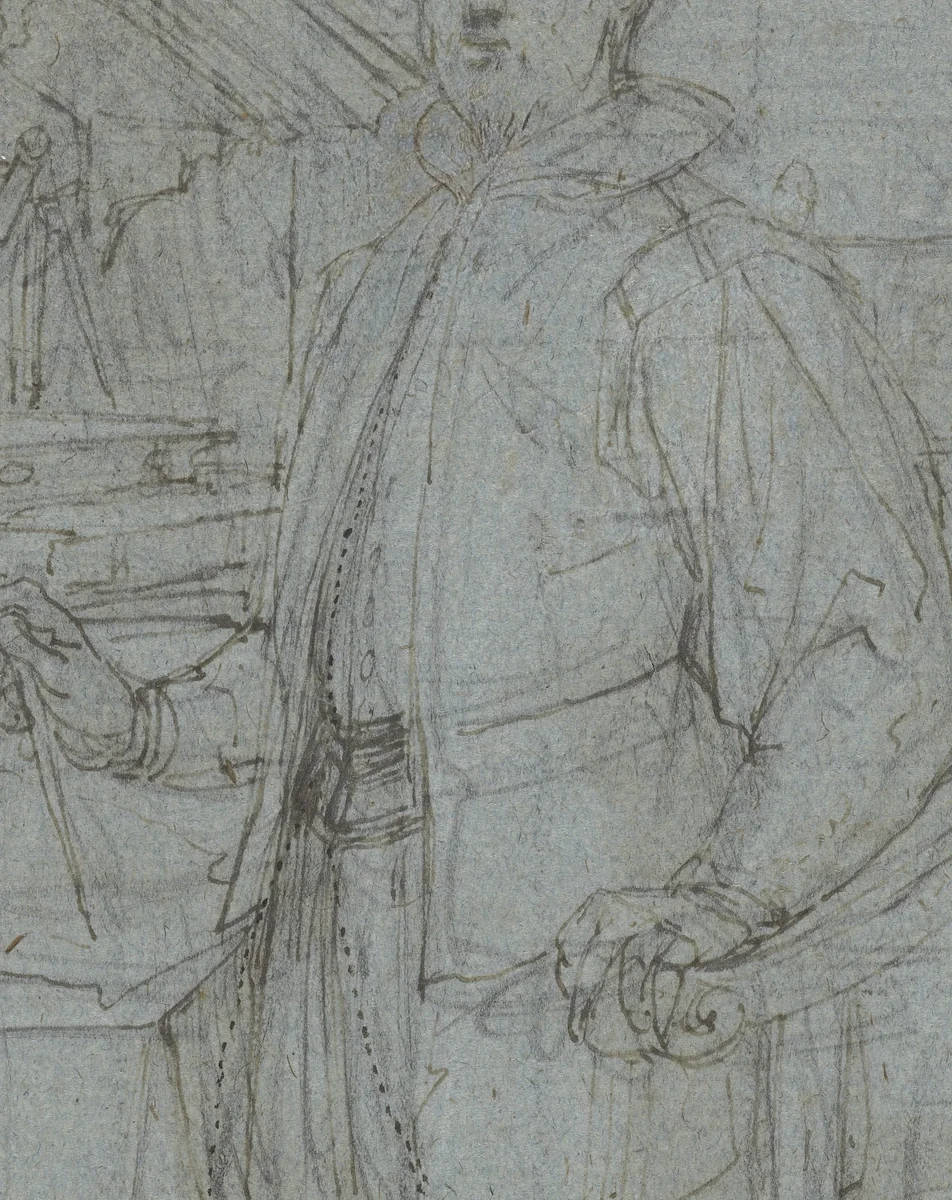 Portret van een architect by Ambrogio Giovanni Figino, drawing, 1558-1608