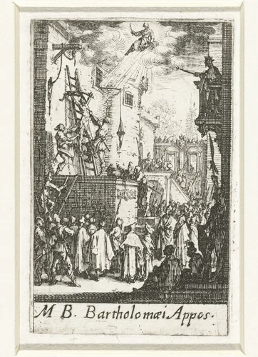 Het martelaarschap van Bartholomeüs by Jacques Callot, print, 1632-1634