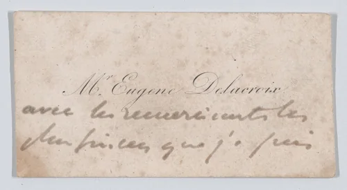 Eugène Delacroix, calling card by anonymous, print, 1817-1863
