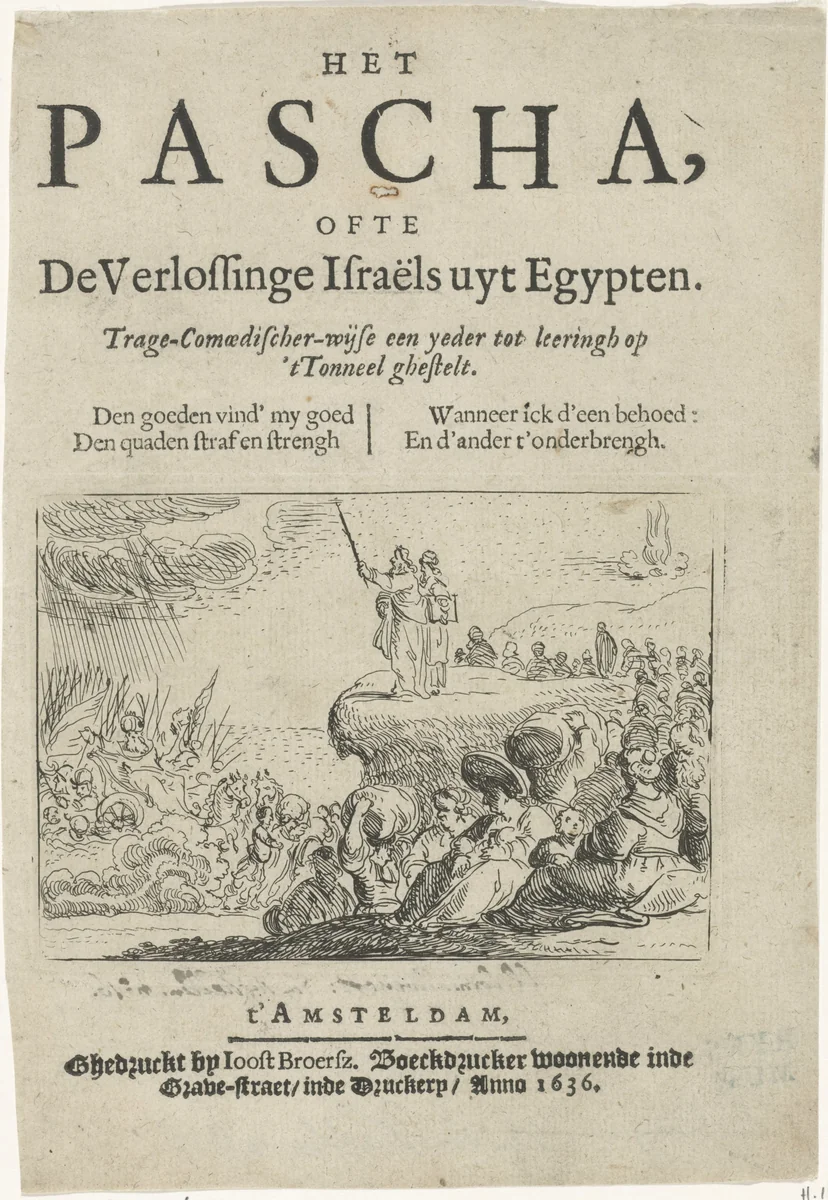 Farao en zijn leger verdrinken in de Rode Zee by Claes Moeyaert, print, 1612-1655
