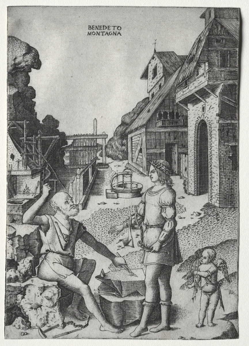 Vulcan, Apollo and Cupid by Benedetto Montagna, print, 1500-1558
