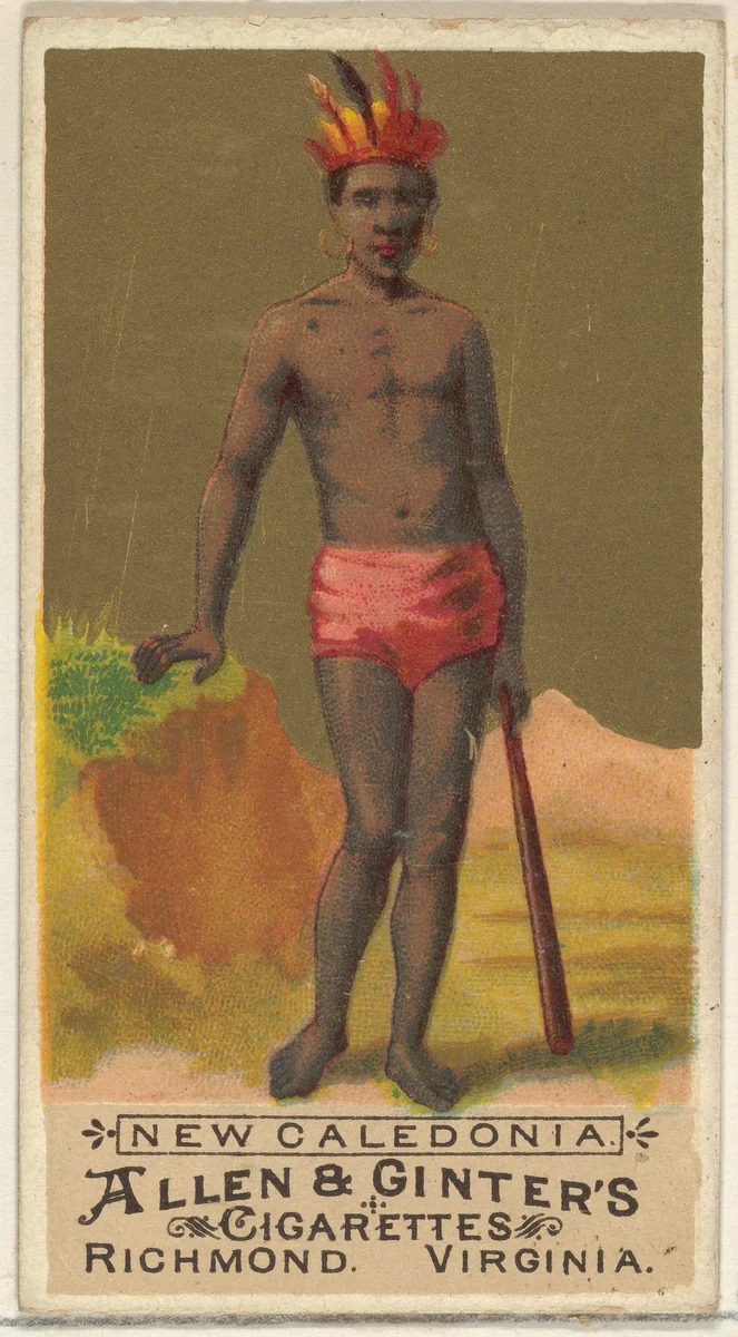 New Caledonia, from the Natives in Costume series (N16) for Allen & Ginter Cigarettes Brands by Allen & Ginter, print, 1886