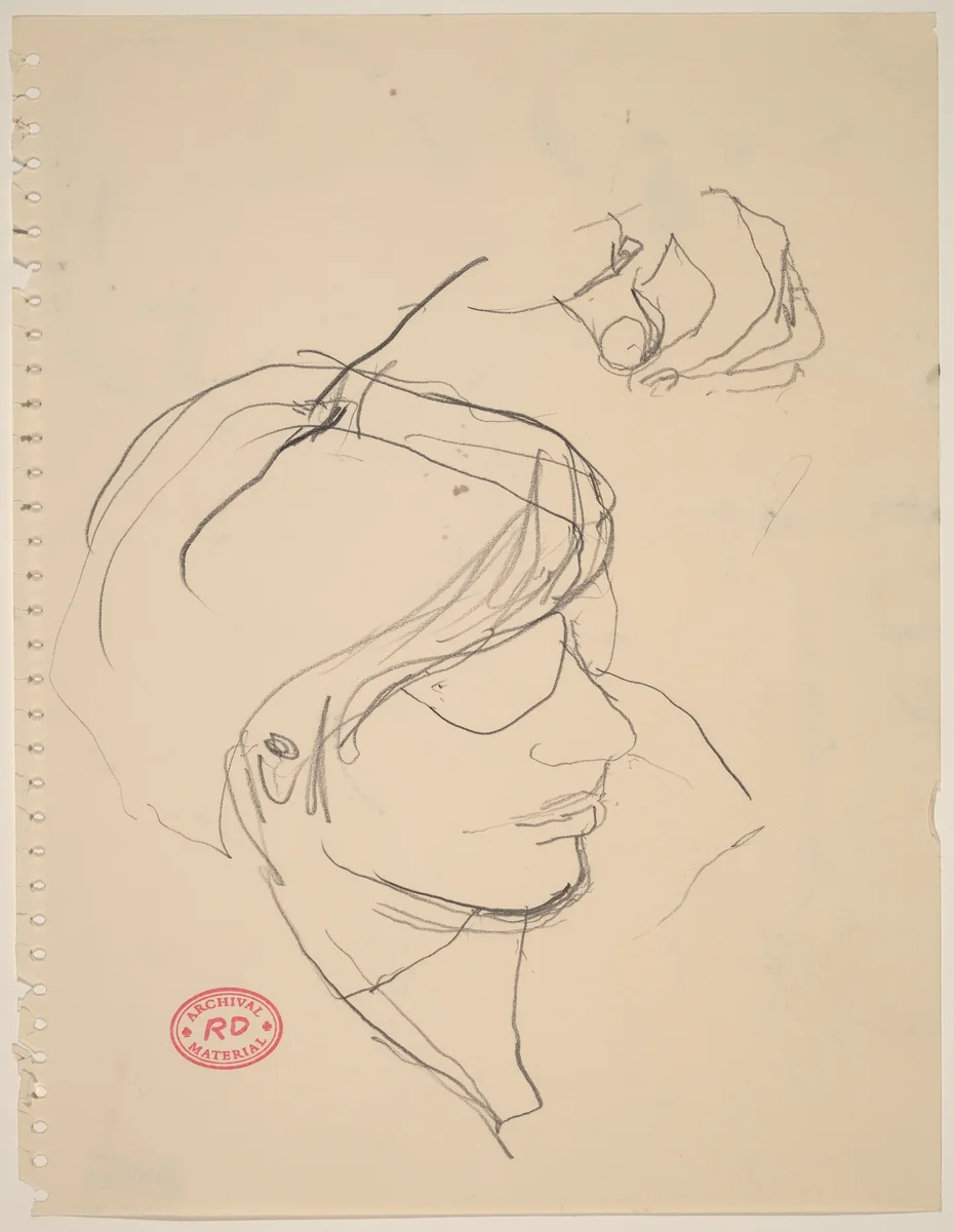 Untitled [study of a woman's head and hand] by Richard Diebenkorn, drawing, 1955-1967