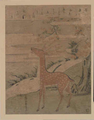 The Cry of the Stag by Suzuki Harunobu (鈴木春信), print, 1750-1770