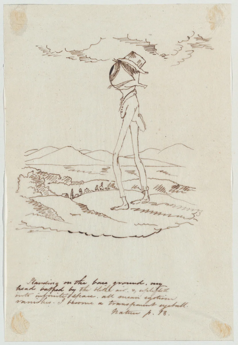 Standing on the Base Ground... I Become a Transparent Eyeball (Illustration for Ralph Waldo Emerson's "Nature") by Christopher Pearse Cranch, drawing, 1830-1892