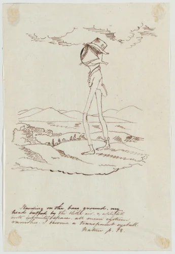 Standing on the Base Ground... I Become a Transparent Eyeball (Illustration for Ralph Waldo Emerson's "Nature") by Christopher Pearse Cranch, drawing, 1830-1892