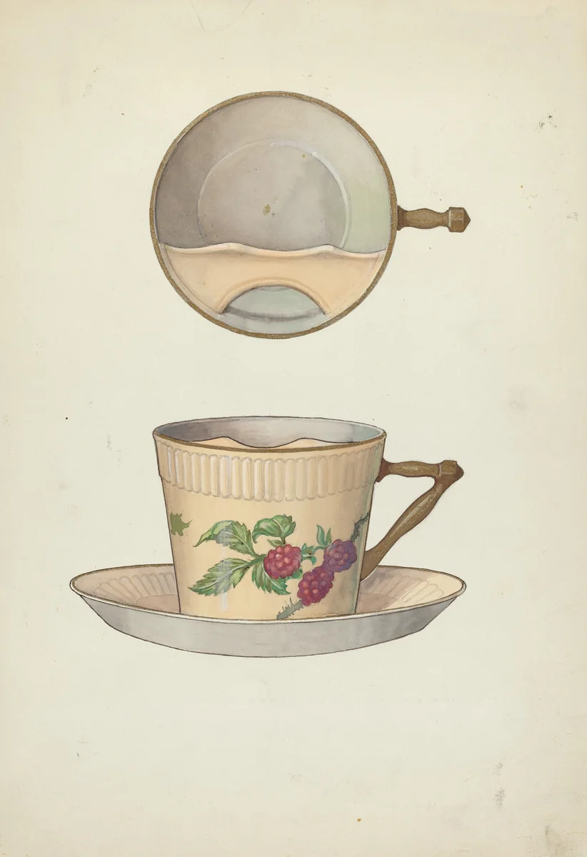 Mustache Cup and Saucer by Dana Bartlett, index of american design, 1953