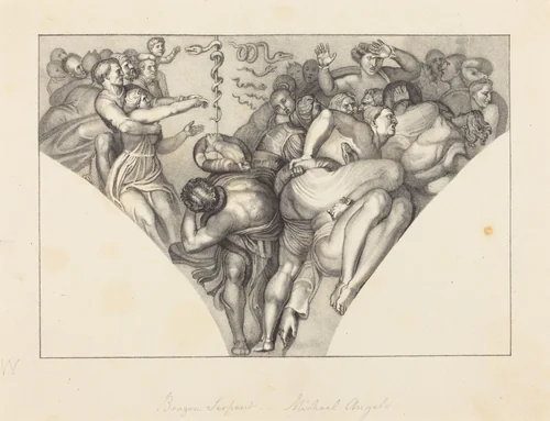 Brazen Serpent, from Michael Angelo by William Sharp; John Flaxman, print, 1829