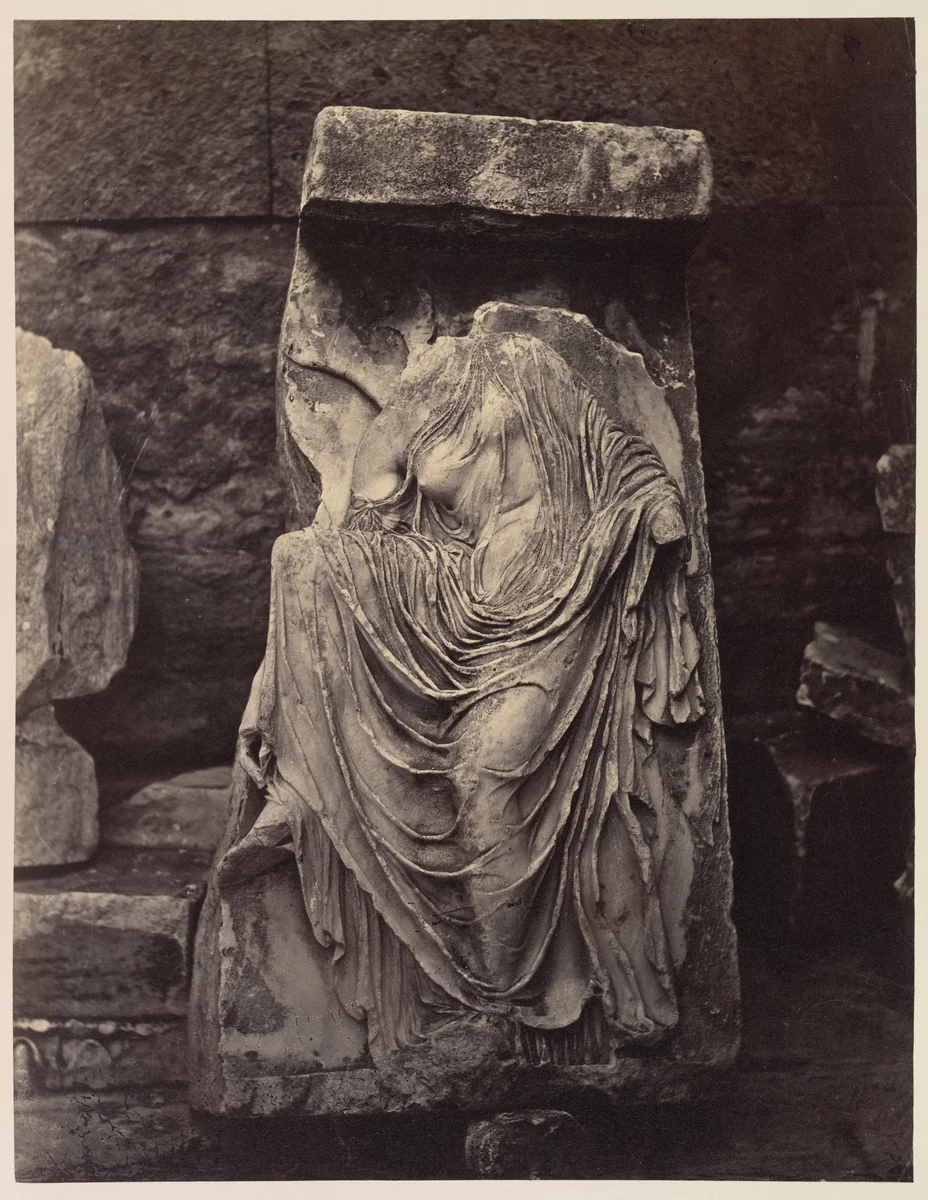 Fragment from Balustrade of the Temple of Athena Nike, Acropolis, Athens by William James Stillman, photograph, 1877-1887