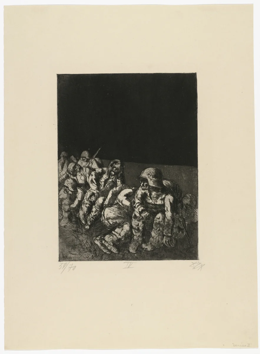 Resting Company (Ruhende Kompanie) from The War (Der Krieg) by Otto Dix, print, 1924