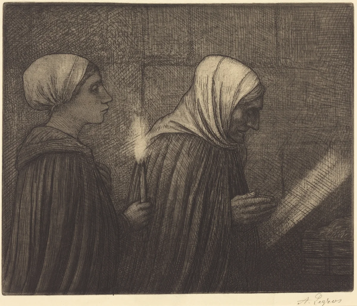 The Manger (La creche) by Alphonse Legros, print, 1837-1911