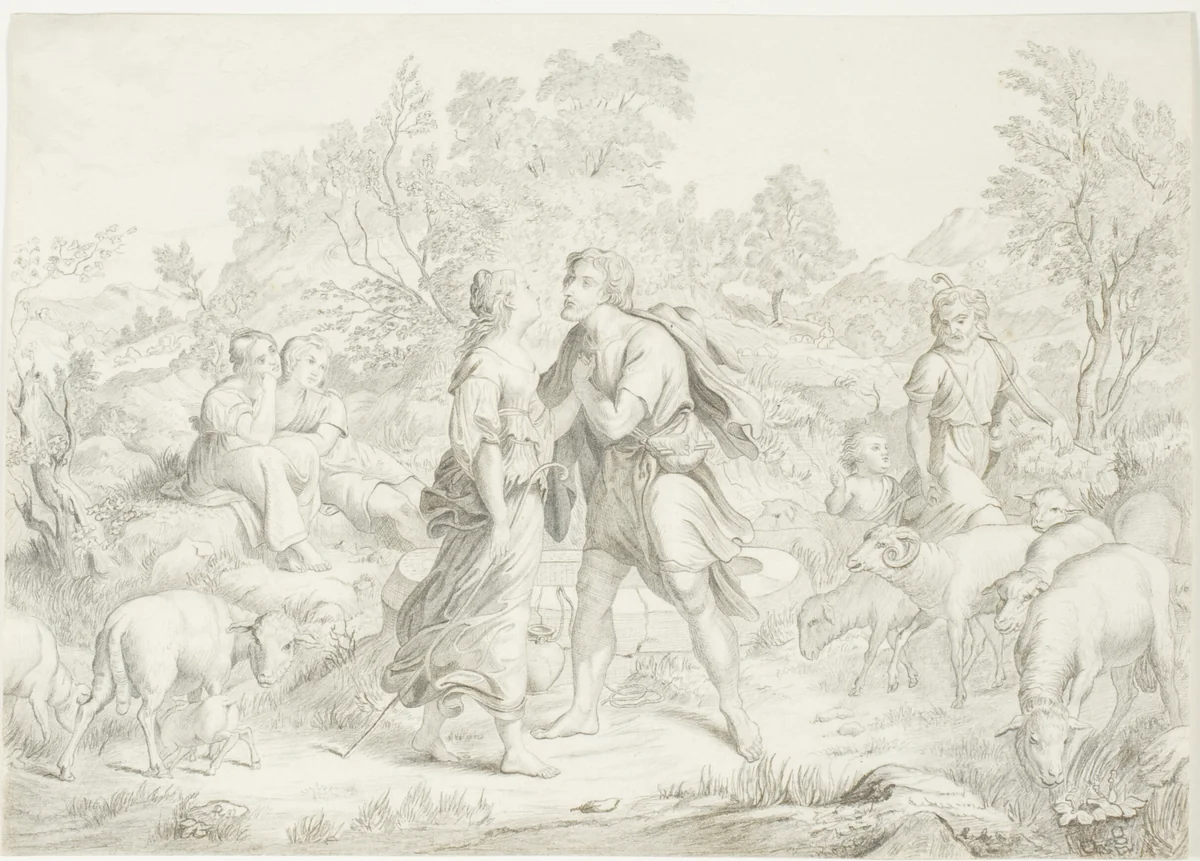 Jacob and Rachel by August Richter, drawing, 1832