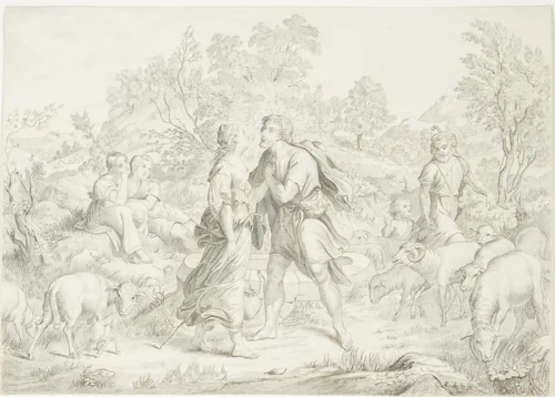Jacob and Rachel by August Richter, drawing, 1832