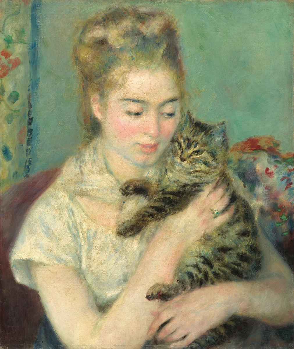 Woman with a Cat by Auguste Renoir, painting, 1875