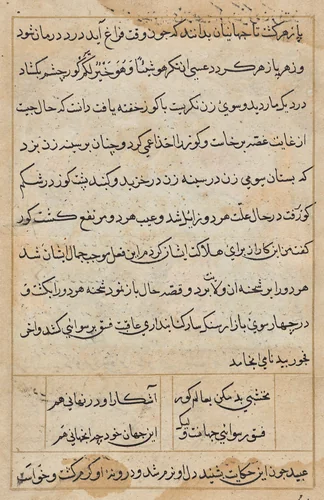 Page from Tales of a Parrot (Tuti-nama): text page by Unknown, painting, 1555-1565