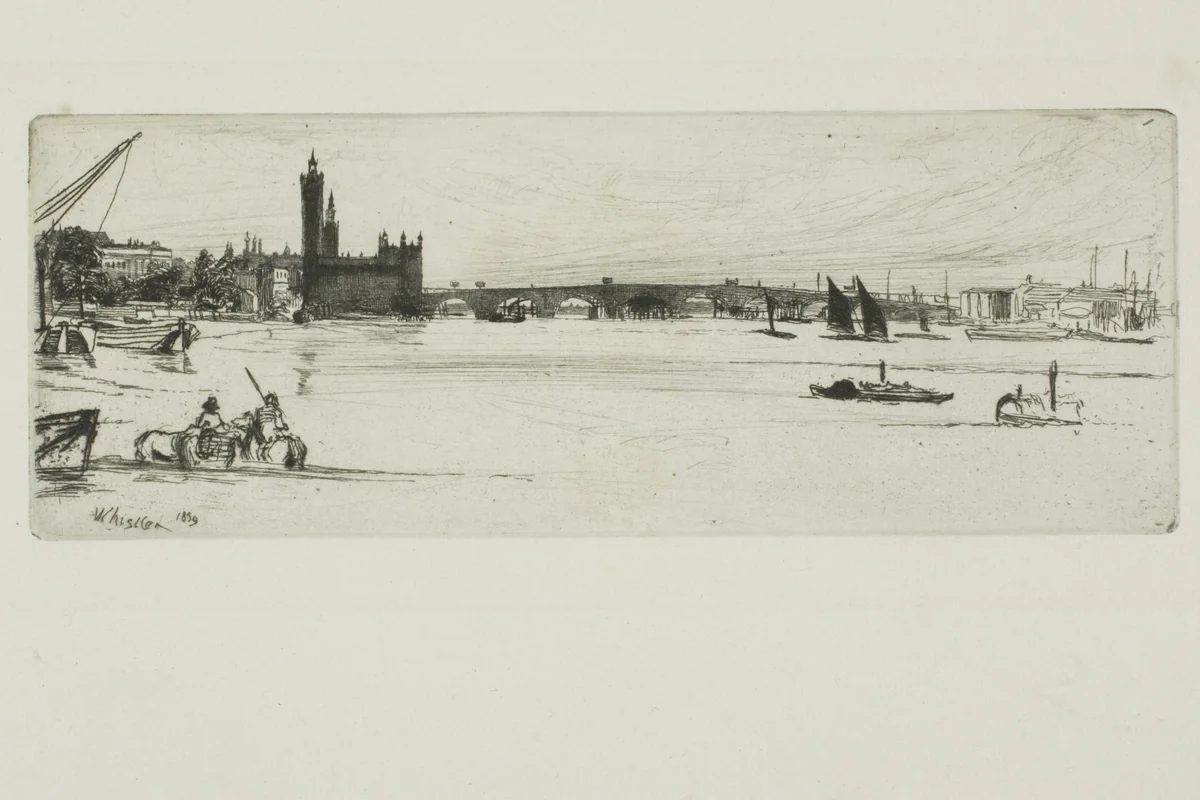 Old Westminster Bridge by James McNeill Whistler, print, 1859