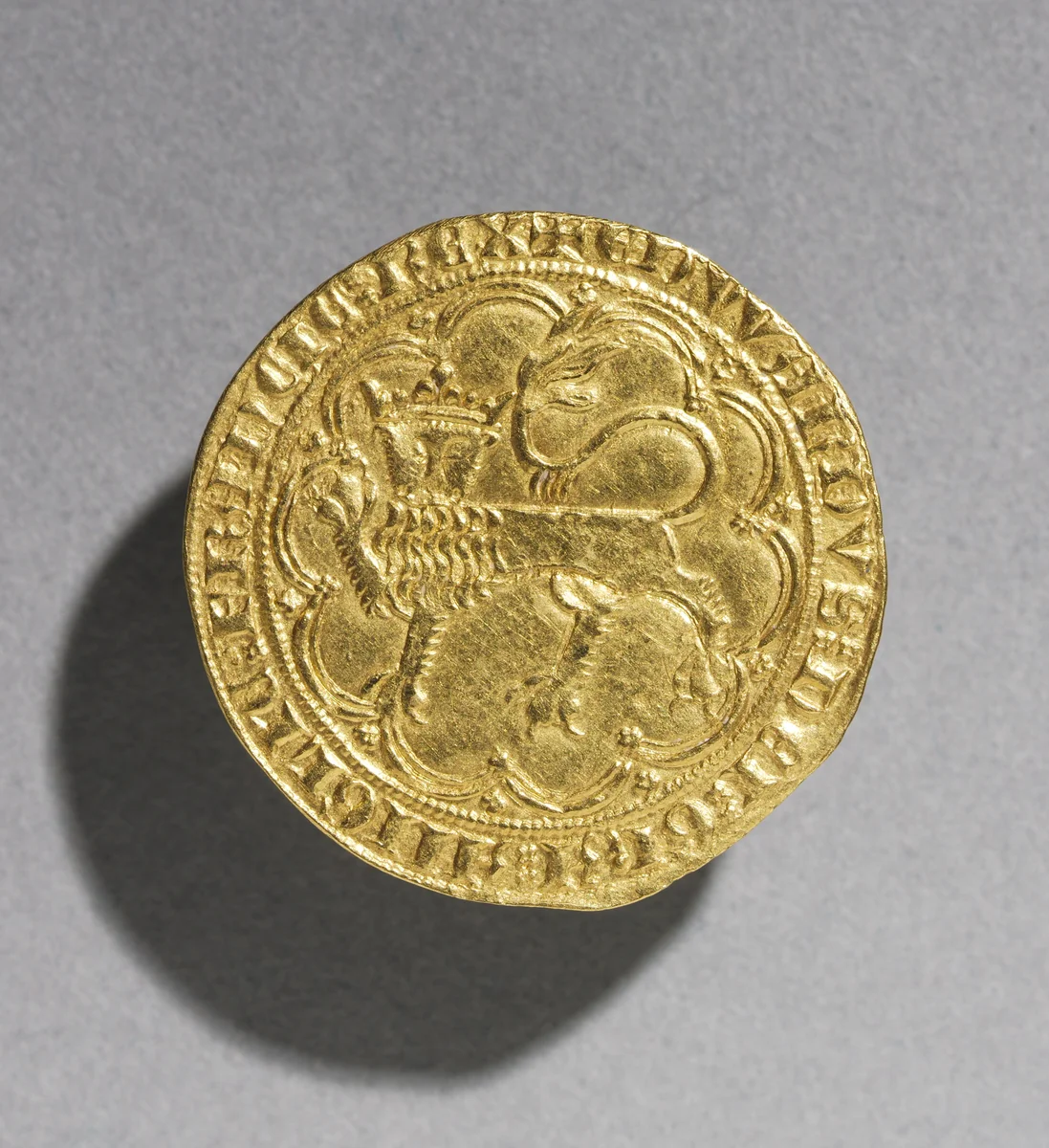 Leopard d'Or of Edward III of England (obverse) by Unknown, metalwork, 1327-1377
