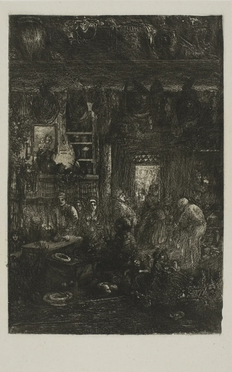 Moldavian Interior by Rodolphe Bresdin, print, 1859