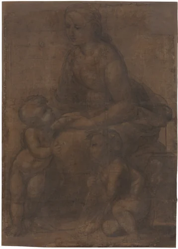 The Madonna and Child with Saint John the Baptist by Raphael, drawing, 1507