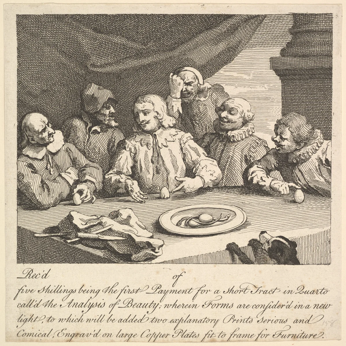 Columbus Breaking the Egg by William Hogarth, print, 1752