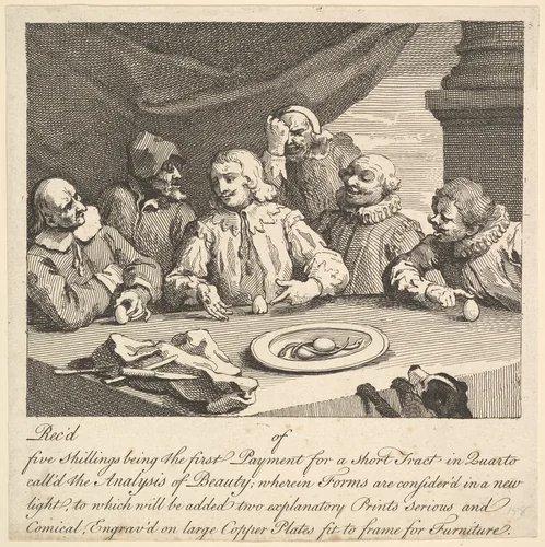Columbus Breaking the Egg by William Hogarth, print, 1752