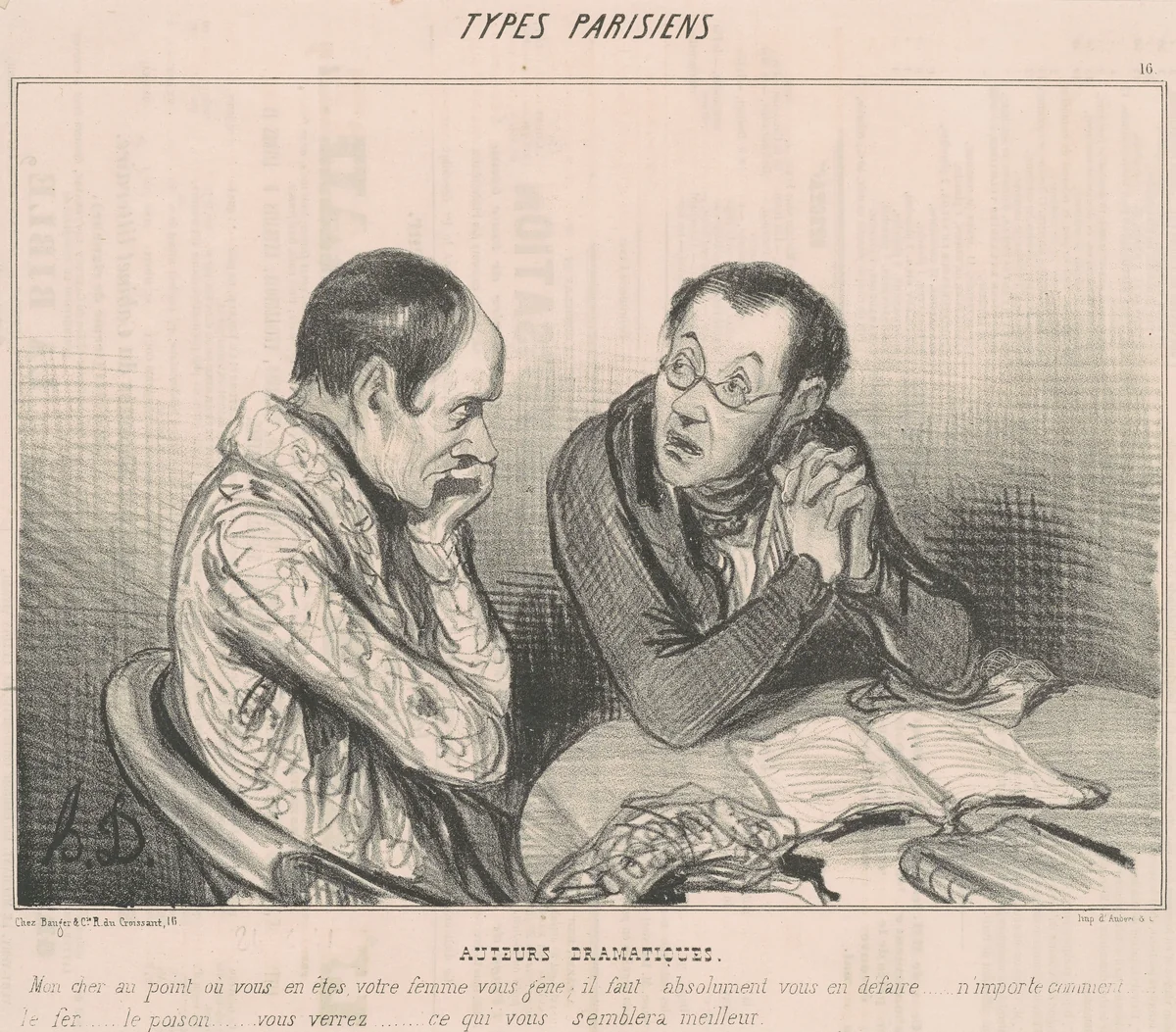 Auteurs dramatiques by Honoré Daumier, print, 1839
