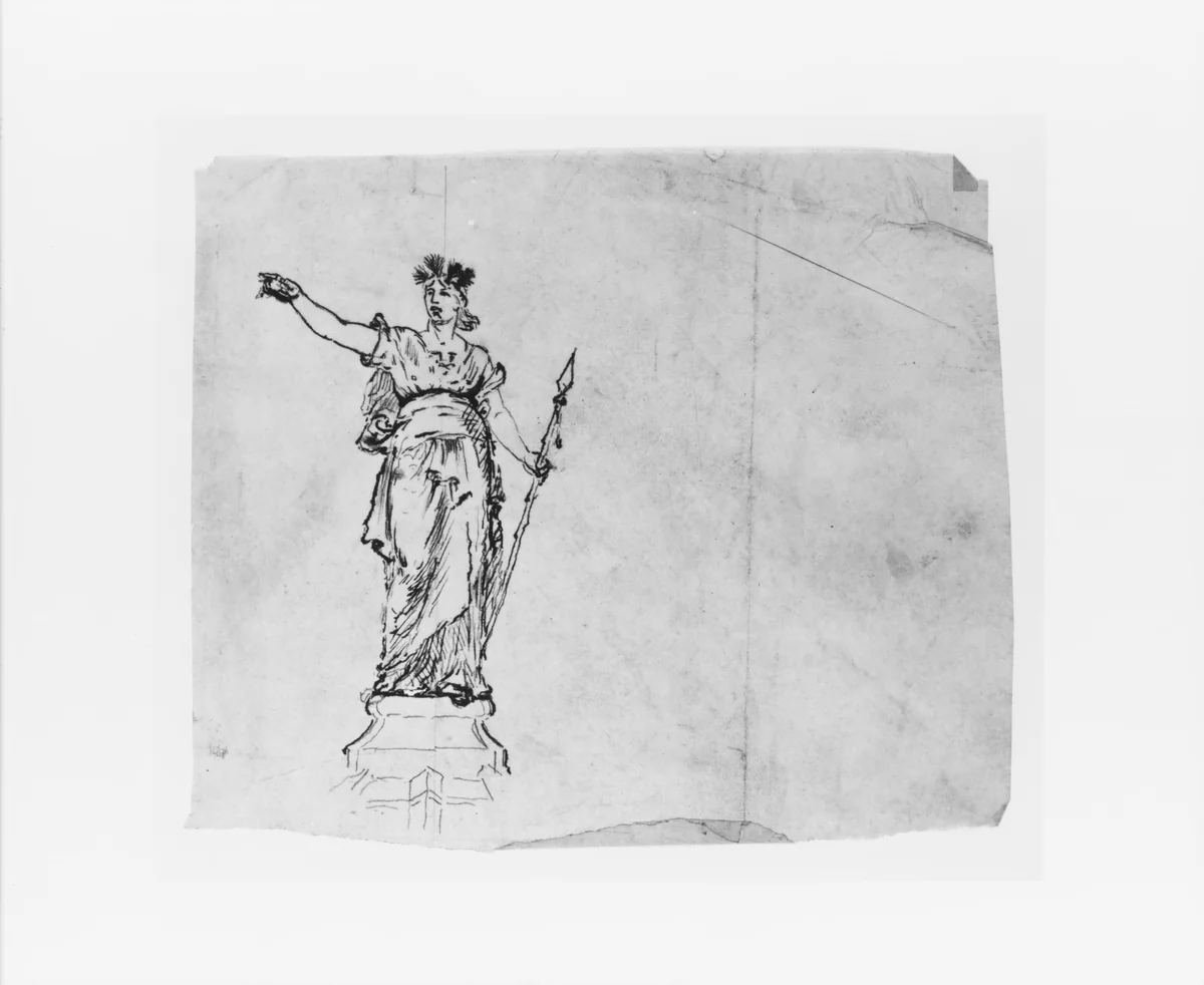 Study for Victory (from Sketchbook) by John Quincy Adams Ward, artwork, 1857-1860