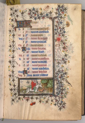 Hours of Charles the Noble, King of Navarre (1361-1425): fol. 5r, May by Master of the Brussels Initials and Associates, book, 1400-1410