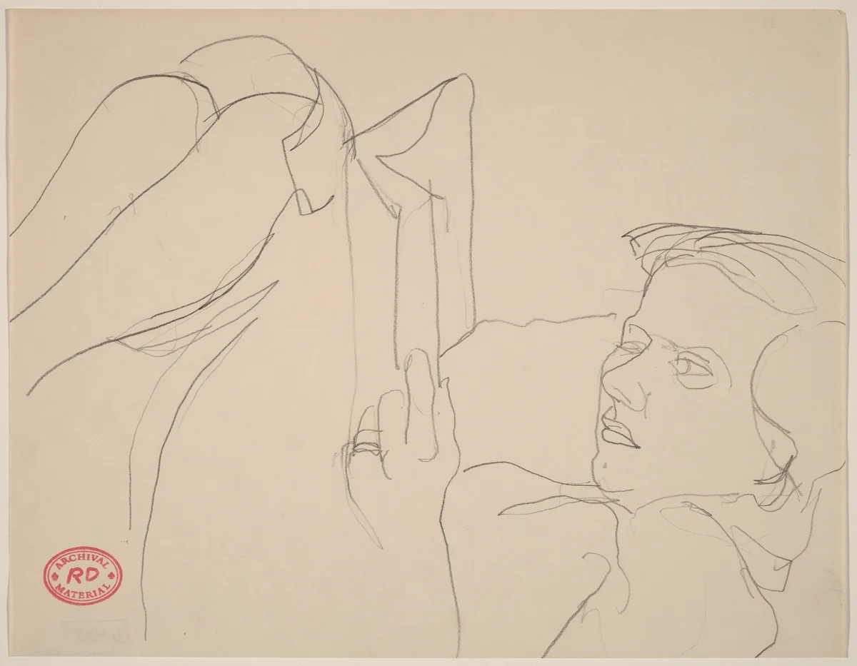Untitled [woman reclining with knees in air and reading book] by Richard Diebenkorn, drawing, 1955-1967