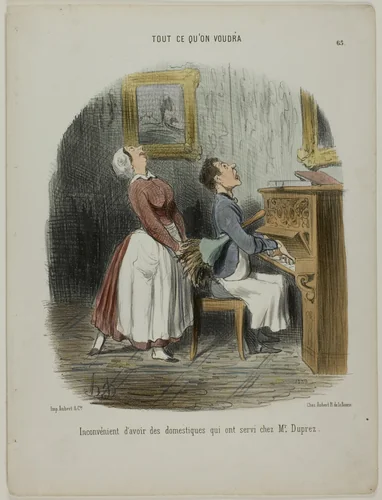 The disadvantage of having servants who have previously served at Mr. Duprez', plate 65 from Tout Ce Qu'on Voudra by Honoré-Victorin Daumier, print, 1850