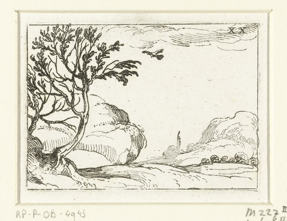 Duif in de woestijn by Jacques Callot, print, 1625-1629