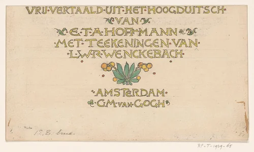 Ontwerp voor een titelpagina voor: E.T.A. Hoffmann, Notenkraker en muizenkoning, 1898 by Willem Wenckebach, drawing, 1898