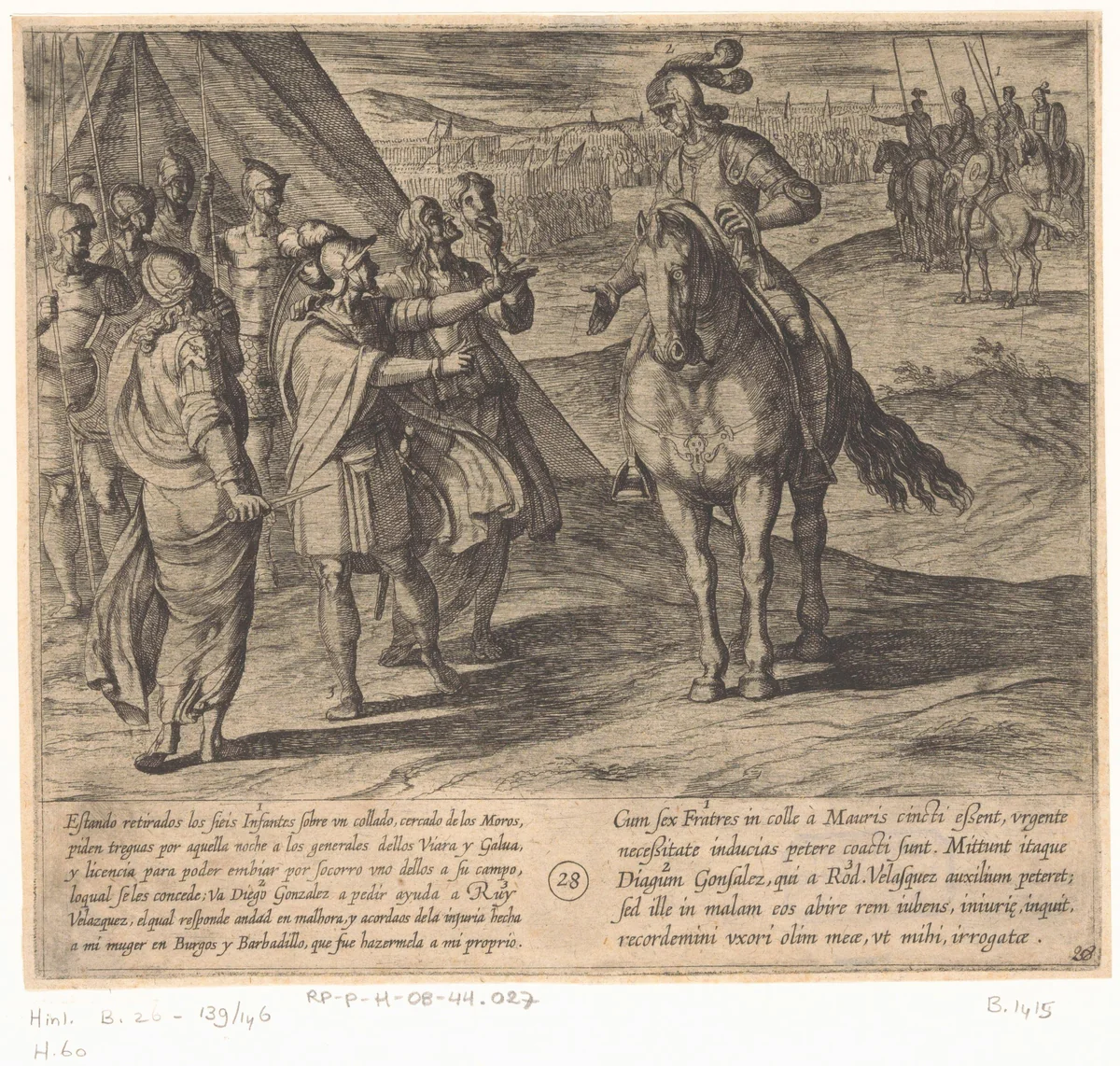 Ruy Velazquez weigert de zonen van Lara te helpen by Antonio Tempesta, print, 1612